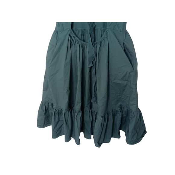 Peter Som Puff Sleeve Ruffle Trim Open Back Mini Dress in Green Size 6 - Picture 8 of 16